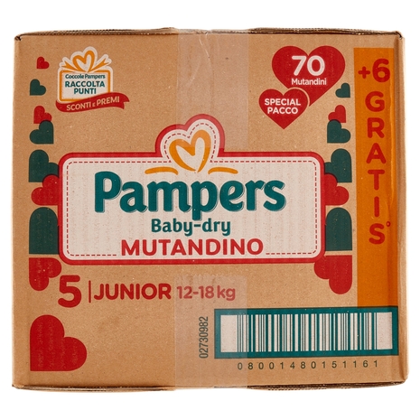 Pampers Baby-dry Mutandino Junior 70 + 6 pz